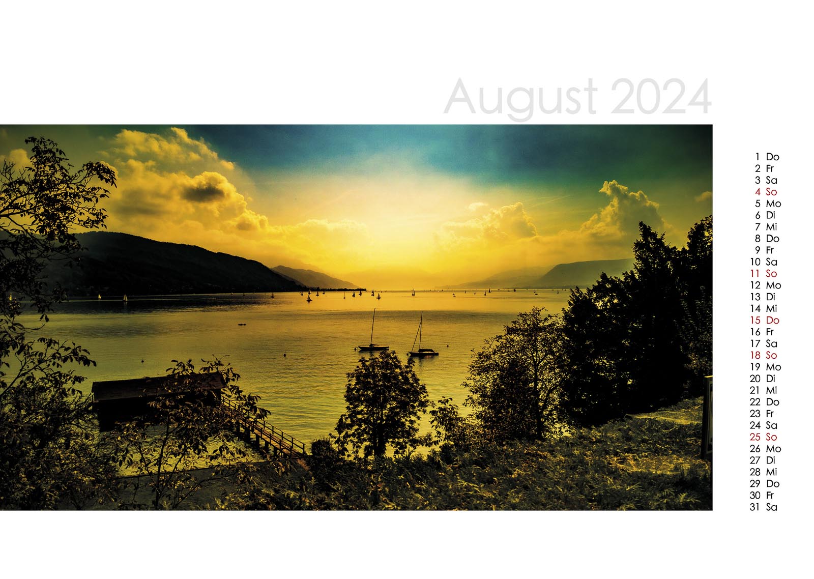 Attersee Kalender 2024 August