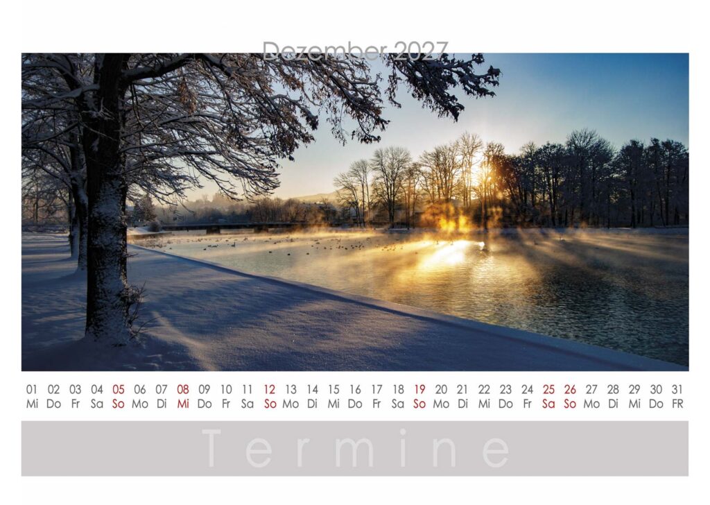 Attersee Kalender 2027 Dezember
