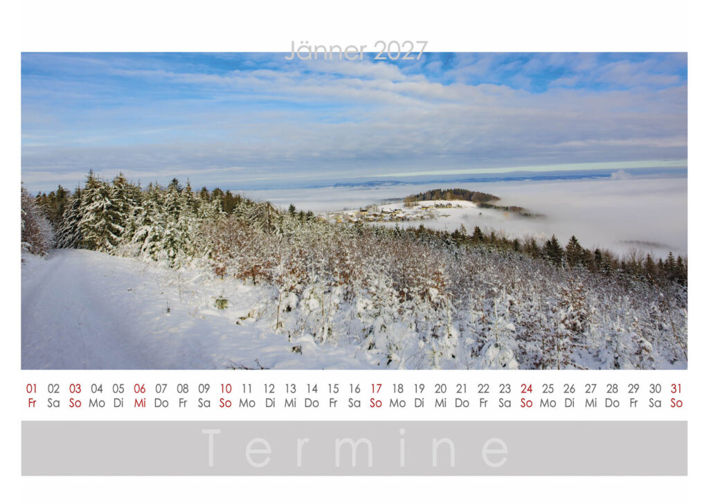 Attersee Kalender 2027 Jänner